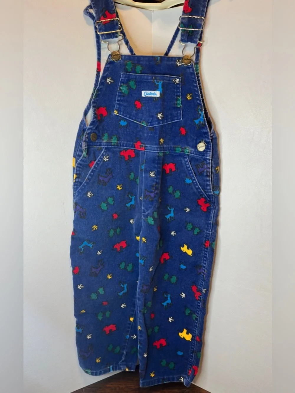 Carter's Vintage Y2K Colorful Corduroy Overalls All Over Print Forest Themed 2T